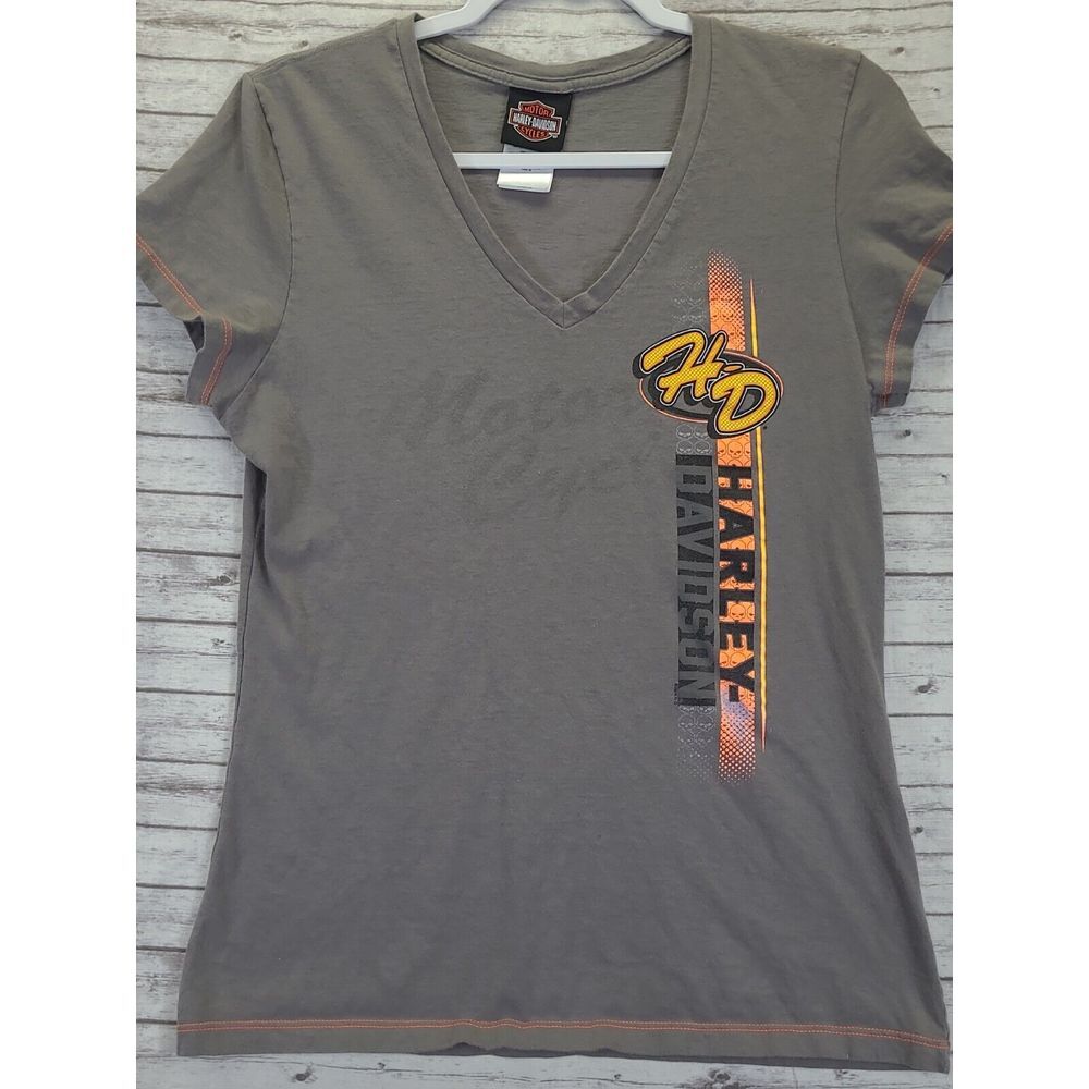 Genuine Harley Davidson Tombstone AZ Harley Davidson Womens M V Neck Gray/Orange